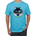 thumbnail image 1 of Wild Bobby, Funny Wolf on Sunglasses, Animal Lover, Men Graphic Tees, Light Turquoise, Small, 1 of 3