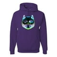 thumbnail image 1 of Wild Bobby, Funny Wolf on Sunglasses, Animal Lover, Unisex Graphic Hoodie Sweatshirt, Purple, Medium, 1 of 3