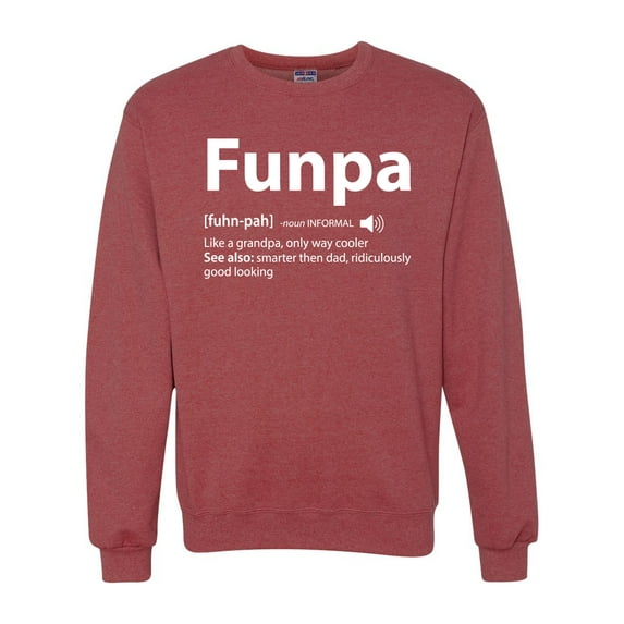Wild Bobby,Funpa Like A Regular Grandpa Only Way Cooler, Father's Day, Unisex Crewneck Graphic Sweatshirt, Vintage Heather Red, 3XL