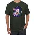thumbnail image 1 of Wild Bobby, Galactic Pizza Space Cat Laser Eyes, Animal Lover, Men Graphic Tees, Forest Green, X-Large, 1 of 3