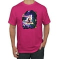 thumbnail image 1 of Wild Bobby, Galactic Pizza Space Cat Laser Eyes, Animal Lover, Men Graphic Tees, Fuschia, 2XL, 1 of 3