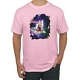 thumbnail image 1 of Wild Bobby, Galactic Pizza Space Cat Laser Eyes, Animal Lover, Men Graphic Tees, Light Pink, Large, 1 of 3