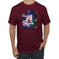 thumbnail image 1 of Wild Bobby, Galactic Pizza Space Cat Laser Eyes, Animal Lover, Men Graphic Tees, Maroon, 2XL, 1 of 3
