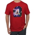 thumbnail image 1 of Wild Bobby, Galactic Pizza Space Cat Laser Eyes, Animal Lover, Men Graphic Tees, Red, 4XL, 1 of 3