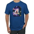 thumbnail image 1 of Wild Bobby, Galactic Pizza Space Cat Laser Eyes, Animal Lover, Men Graphic Tees, Royal, Large, 1 of 3