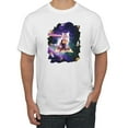 thumbnail image 1 of Wild Bobby, Galactic Pizza Space Cat Laser Eyes, Animal Lover, Men Graphic Tees, White, Large, 1 of 3