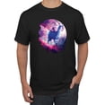 thumbnail image 1 of Wild Bobby, Galactic Space Cat Riding a Llama, Animal Lover, Men Graphic Tees, Black, Small, 1 of 3