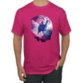 thumbnail image 1 of Wild Bobby, Galactic Space Cat Riding a Llama, Animal Lover, Men Graphic Tees, Fuschia, X-Large, 1 of 3
