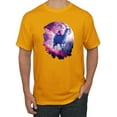 thumbnail image 1 of Wild Bobby, Galactic Space Cat Riding a Llama, Animal Lover, Men Graphic Tees, Gold, Small, 1 of 3