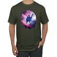 thumbnail image 1 of Wild Bobby, Galactic Space Cat Riding a Llama, Animal Lover, Men Graphic Tees, Military Green, Small, 1 of 3