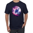 thumbnail image 1 of Wild Bobby, Galactic Space Cat Riding a Llama, Animal Lover, Men Graphic Tees, Navy, 4XL, 1 of 3