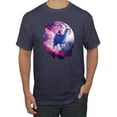 thumbnail image 1 of Wild Bobby, Galactic Space Cat Riding a Llama, Animal Lover, Men Graphic Tees, Vintage Heather Navy, 2XL, 1 of 3