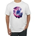 thumbnail image 1 of Wild Bobby, Galactic Space Cat Riding a Llama, Animal Lover, Men Graphic Tees, White, X-Large, 1 of 3