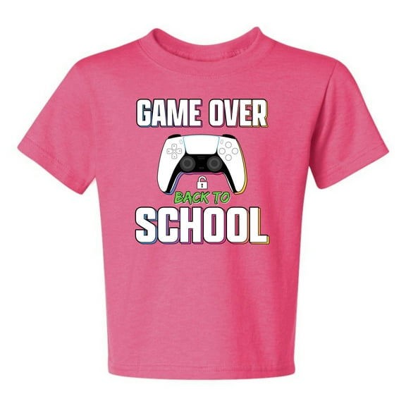Wild Bobby Game Over Back to School | Funny Gamer Controller Video Games School Unisex Boys Girls Graphic Youth T-Shirt