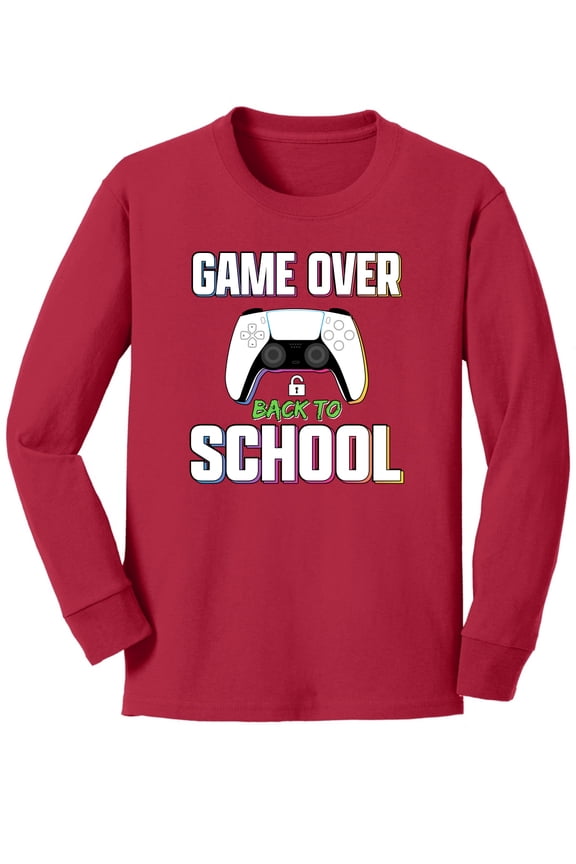 Game Over Back to School | Funny Gamer Controller Video Games School Youth Longsleeve Shirt