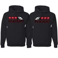 thumbnail image 1 of Wild Bobby, Gamer Player 1 Player 2 His and Hers Matching Couples Hoodies, Black, Mens XL-Womens 2XL, 1 of 3