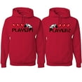thumbnail image 1 of Wild Bobby, Gamer Player 1 Player 2 His and Hers Matching Couples Hoodies, Red, Mens S-Womens 2XL, 1 of 3