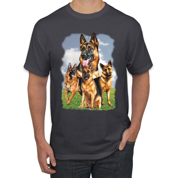 Wild Bobby, German Shepherd Dog Animal Pet Lover, Dog Lover, Men's Graphic Tees, Charcoal, Medium