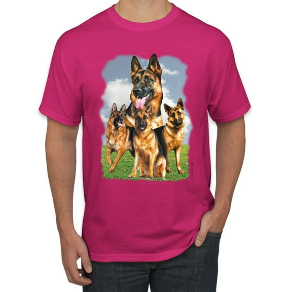 Wild Bobby, German Shepherd Dog Animal Pet Lover, Dog Lover, Men's Graphic Tees, Fuschia, Medium