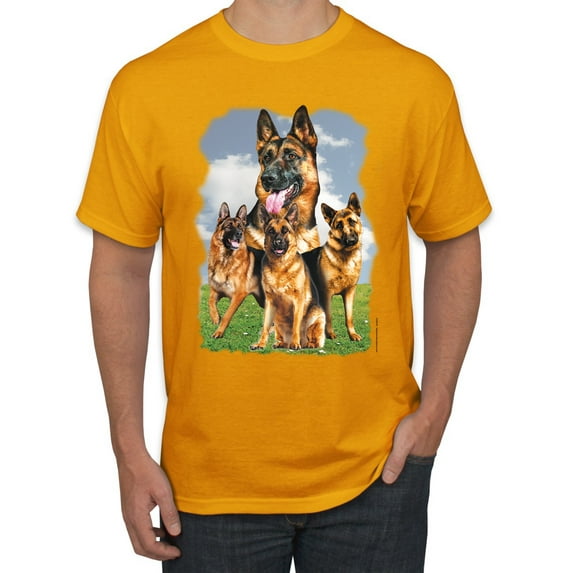 Wild Bobby, German Shepherd Dog Animal Pet Lover, Dog Lover, Men's Graphic Tees, Gold, Large