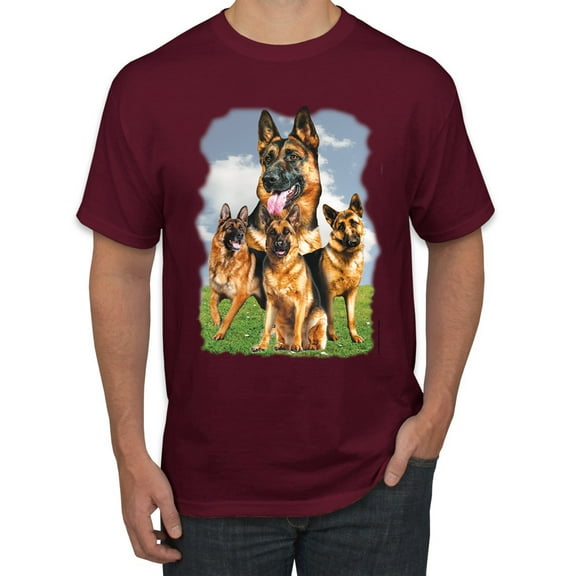 Wild Bobby, German Shepherd Dog Animal Pet Lover, Dog Lover, Men's Graphic Tees, Maroon, 4XL