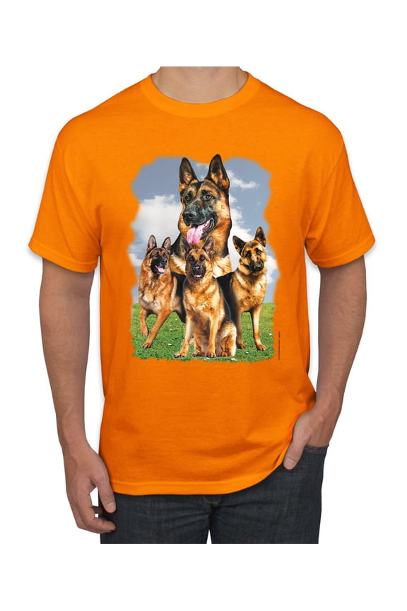 , German Shepherd Dog Animal Pet Lover, Dog Lover, Men's Graphic Tees, Orange, X-Large