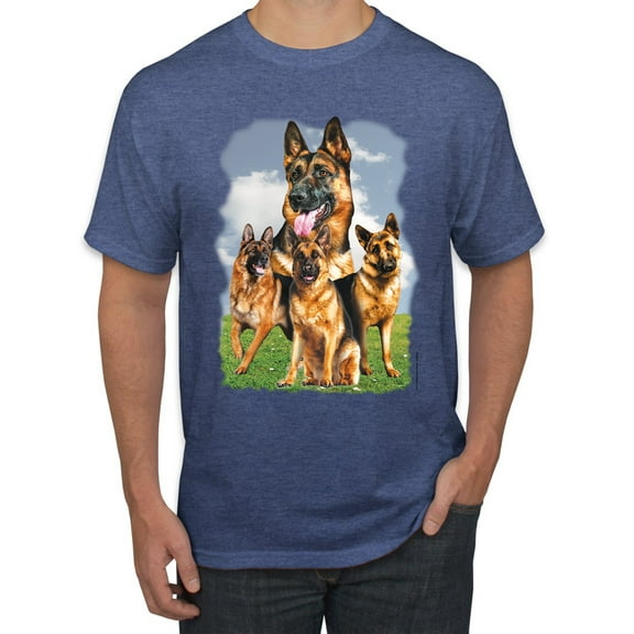 Wild Bobby, German Shepherd Dog Animal Pet Lover, Dog Lover, Men's Graphic Tees, Vintage Heather Blue, Large