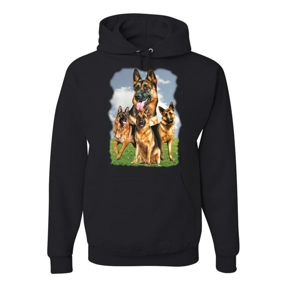Wild Bobby, German Shepherd Dog Animal Pet Lover, Dog Lover, Unisex Graphic Hoodie Sweatshirt, Black, Small