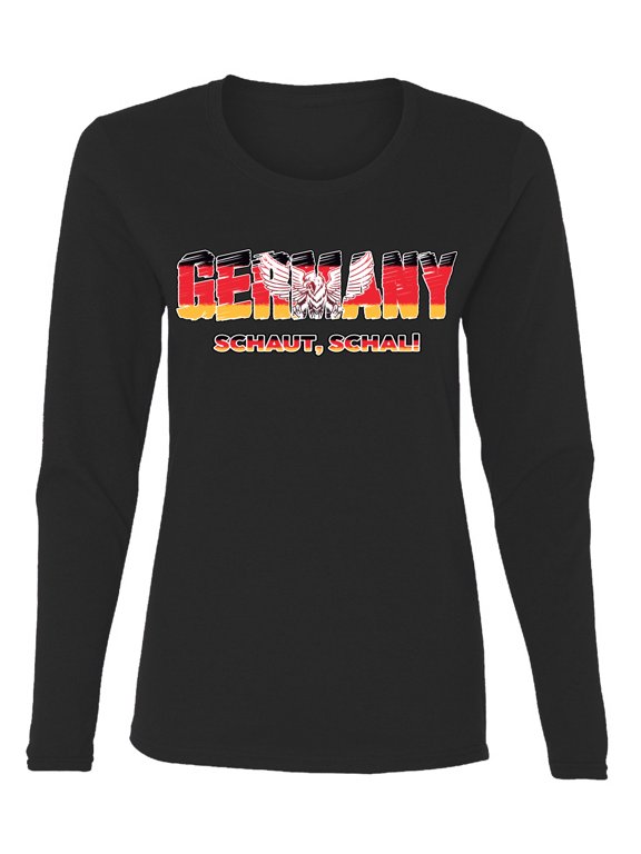 Germany Flag Pride Eagle Graphic Schaut Schal | Unisex Novelty Graphic T-Shirt | Soccer Football Fan Gift for Men Women Graphic Long Sleeve Tee