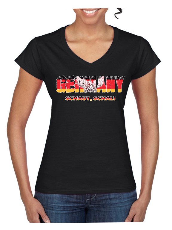 Germany Flag Pride Eagle Graphic Schaut Schal | Unisex Novelty Graphic T-Shirt | Soccer Football Fan Gift for Men Women Standard V-Neck Tee