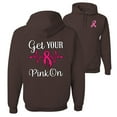 thumbnail image 1 of Wild Bobby, Get Your Pink On, Breast Cancer Awareness, Front and Back Unisex Graphic Hoodie Sweatshirt, Brown, X-Large, 1 of 4