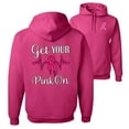 thumbnail image 1 of Wild Bobby, Get Your Pink On, Breast Cancer Awareness, Front and Back Unisex Graphic Hoodie Sweatshirt, Fuschia, 3X-Large, 1 of 4