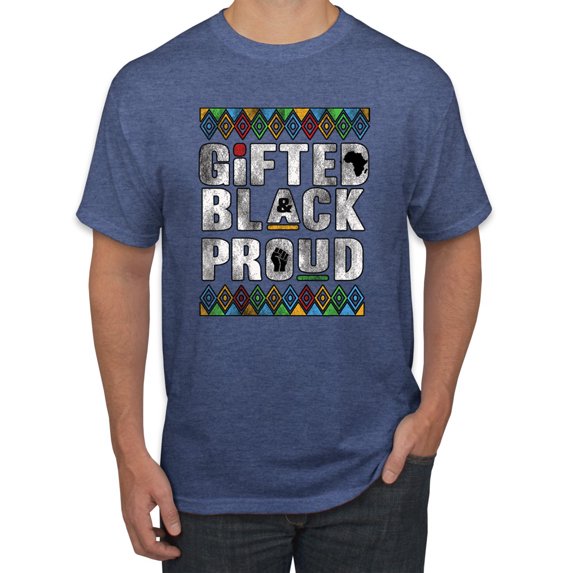 Wild Bobby Gifted Black and Proud Black Pride Men's Graphic T-Shirt, Vintage Heather Blue, 3X-Large