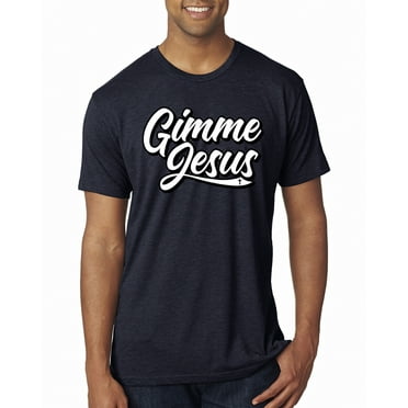 Wild Bobby Gimme Jesus Vintage Inspirational/Christian Men Premium Tri Blend Tee, Vintage Navy, Large
