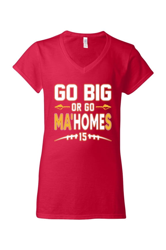 Go Big Or Go Ma'HOMEs Football Fan Sports Women Standard V-Neck Tee, Red, Large