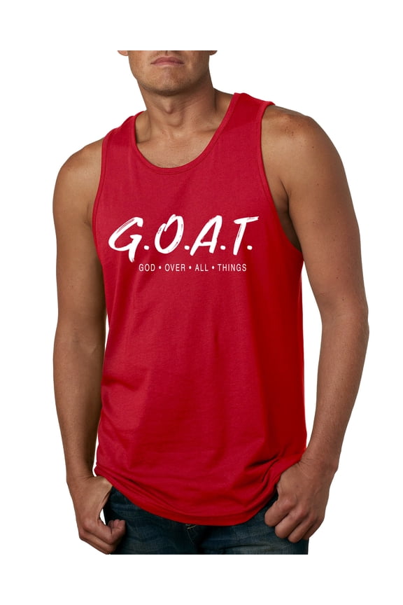 , Goat God Over All Things Inspirational/Christian Men Graphic Tank Top, Red, Medium