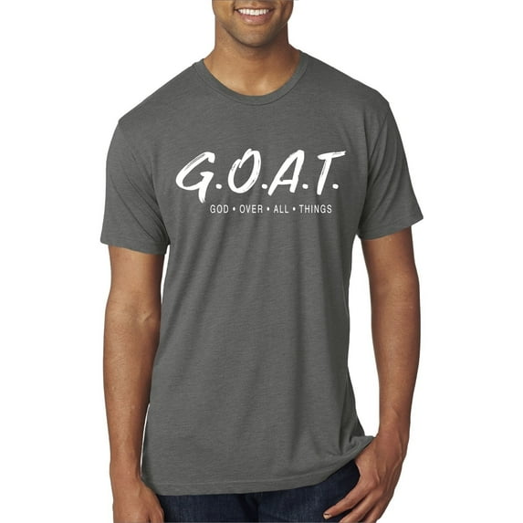 Wild Bobby, Goat God Over All Things Inspirational/Christian Men Premium Tri Blend Tee, Dark Heather, XX-Large