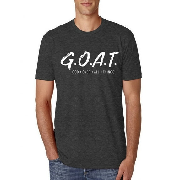 Wild Bobby, Goat God Over All Things Inspirational/Christian Men Premium Tri Blend Tee, Vintage Black, Small