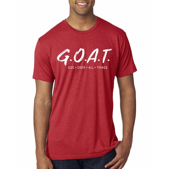 Wild Bobby, Goat God Over All Things Inspirational/Christian Men Premium Tri Blend Tee, Vintage Red, X-Large