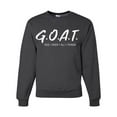 thumbnail image 1 of Wild Bobby, Goat God Over All Things Inspirational/Christian Unisex Crewneck Graphic Sweatshirt, Heather Black, 3X-Large, 1 of 6