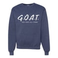 thumbnail image 1 of Wild Bobby, Goat God Over All Things Inspirational/Christian Unisex Crewneck Graphic Sweatshirt, Vintage Heather Navy, 3X-Large, 1 of 6