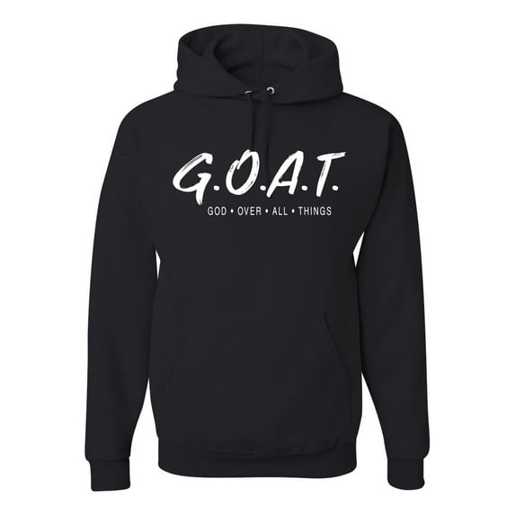Wild Bobby, Goat God Over All Things Inspirational/Christian Unisex Graphic Hoodie Sweatshirt, Black, Small