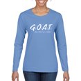 thumbnail image 1 of Wild Bobby Goat God Over All Things Inspirational/Christian Women Graphic Long Sleeve Tee, Light Blue, XX-Large, 1 of 6
