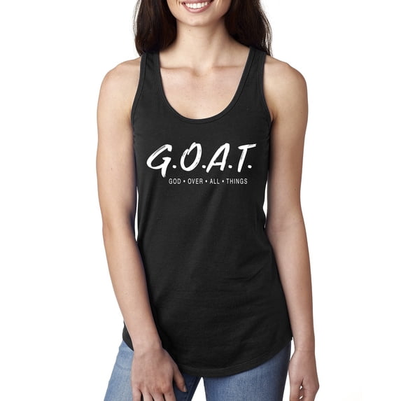 Wild Bobby, Goat God Over All Things Inspirational/Christian Women Racerback Tank Top, Black, X-Large