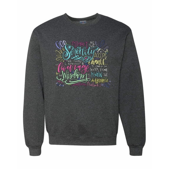 Wild Bobby, God Grant Me Serenity Courage and Wisdom Prayer Faith, Inspirational/Christian, Unisex Crewneck Graphic Sweatshirt, Heather Black, X-Large