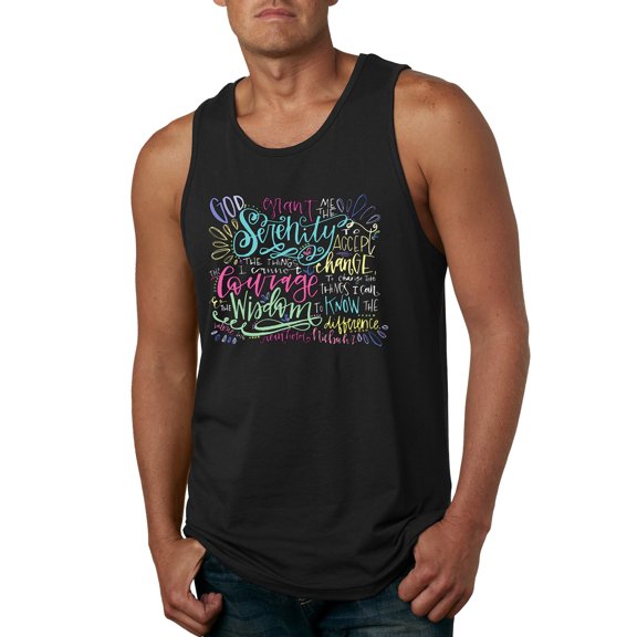 Wild Bobby, God Grant Me Serenity Courage and Wisdom Prayer Faith, Inspirational/Christian, Men Graphic Tank Top, Black, Small