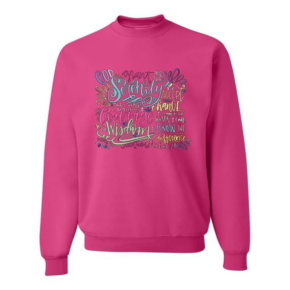Wild Bobby, God Grant Me Serenity Courage and Wisdom Prayer Faith, Inspirational/Christian, Unisex Crewneck Graphic Sweatshirt, Fuschia, X-Large
