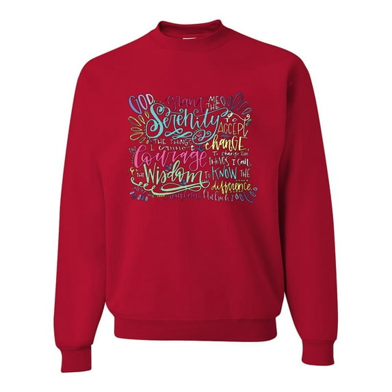 Wild Bobby, God Grant Me Serenity Courage and Wisdom Prayer Faith, Inspirational/Christian, Unisex Crewneck Graphic Sweatshirt, Red, 4XL