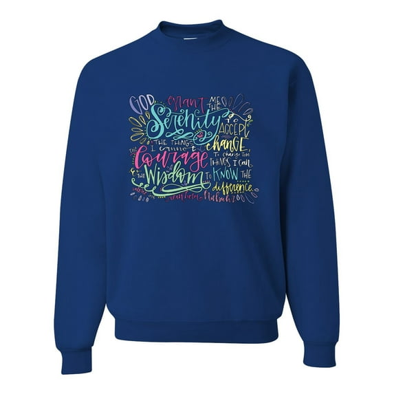 Wild Bobby, God Grant Me Serenity Courage and Wisdom Prayer Faith, Inspirational/Christian, Unisex Crewneck Graphic Sweatshirt, Royal, Medium