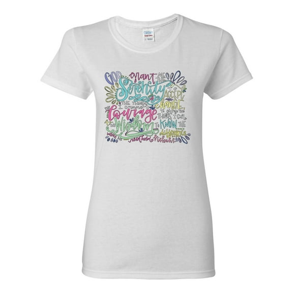 Wild Bobby, God Grant Me Serenity Courage and Wisdom Prayer Faith, Inspirational/Christian, Women Graphic Tee, White, 3XL
